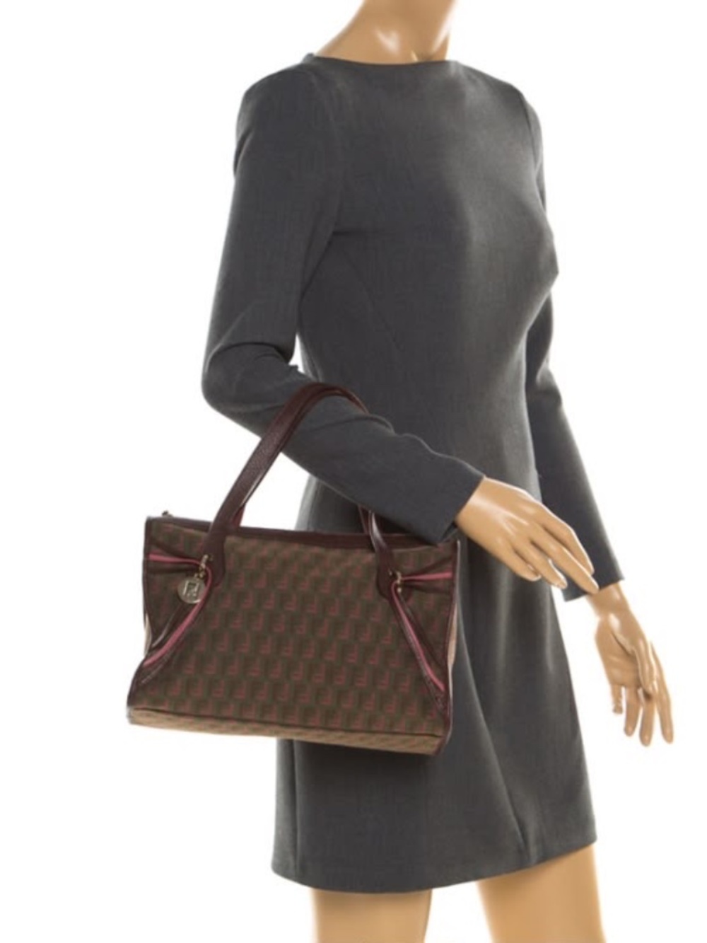 Authentic Fendi Zucchino Canvas and Leather Shoulder Bag Multicolor - Picture 14 of 14